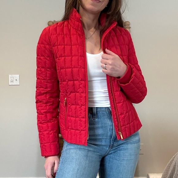 J. Crew Red Quilted Jacket - Picture 2 of 13